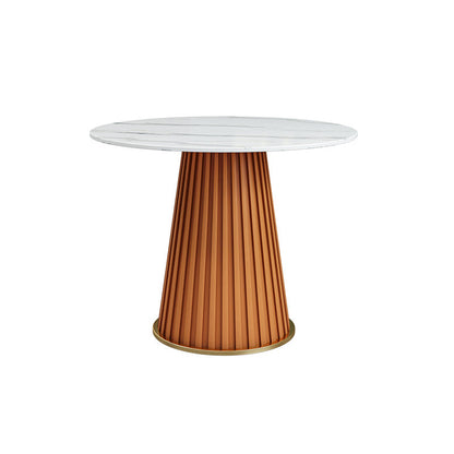 Glam Stone Round Dining Table with Pedestal Table for Dining Room