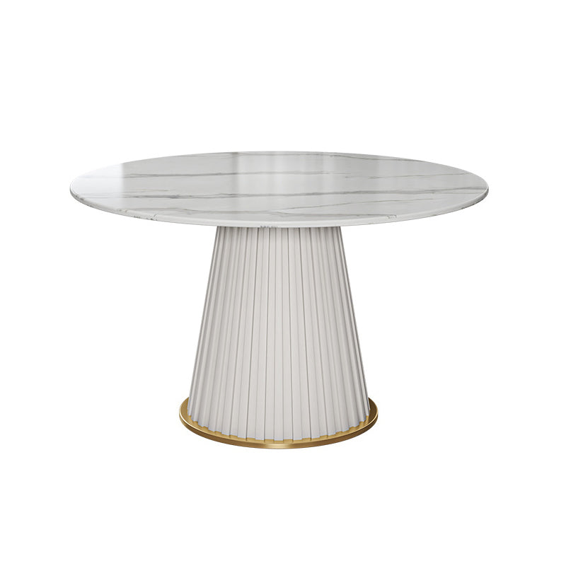 Glam Stone Round Dining Table with Pedestal Table for Dining Room