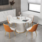 Glam Stone Round Dining Table with Pedestal Table for Dining Room
