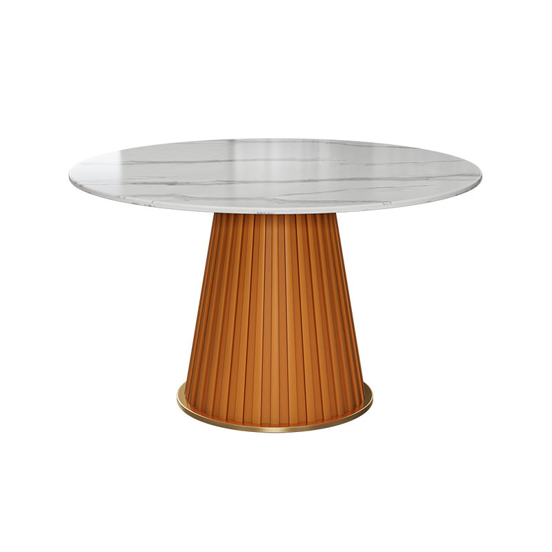 Glam Stone Round Dining Table with Pedestal Table for Dining Room