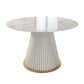 Glam Stone Round Dining Table with Pedestal Table for Dining Room