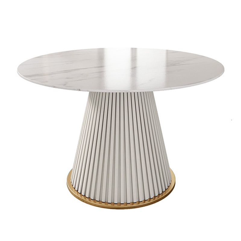 Glam Stone Round Dining Table with Pedestal Table for Dining Room