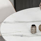 Glam Stone Round Dining Table with Pedestal Table for Dining Room