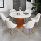 Glam Stone Round Dining Table with Pedestal Table for Dining Room