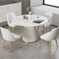 Glam Stone Round Dining Table with Pedestal Table for Dining Room