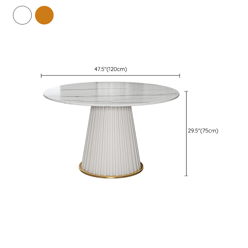 Glam Stone Round Dining Table with Pedestal Table for Dining Room