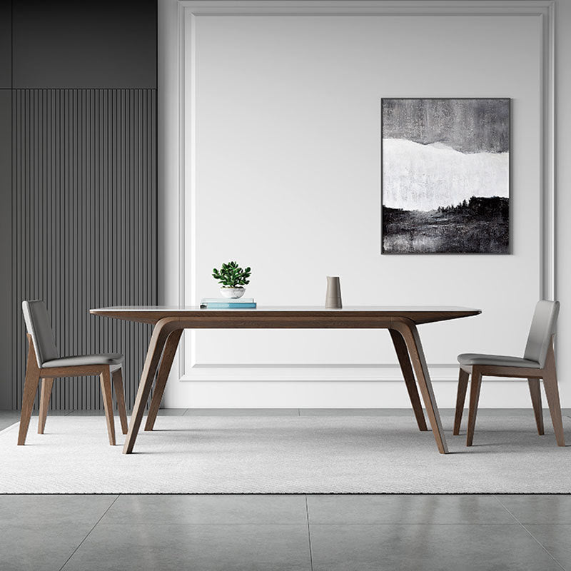 Mesa de comedor rectangular industrial Mesa de piedra sinterizada con patas de madera