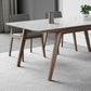 Mesa de comedor rectangular industrial Mesa de piedra sinterizada con patas de madera