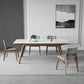 Mesa de comedor rectangular industrial Mesa de piedra sinterizada con patas de madera