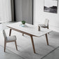 Mesa de comedor rectangular industrial Mesa de piedra sinterizada con patas de madera