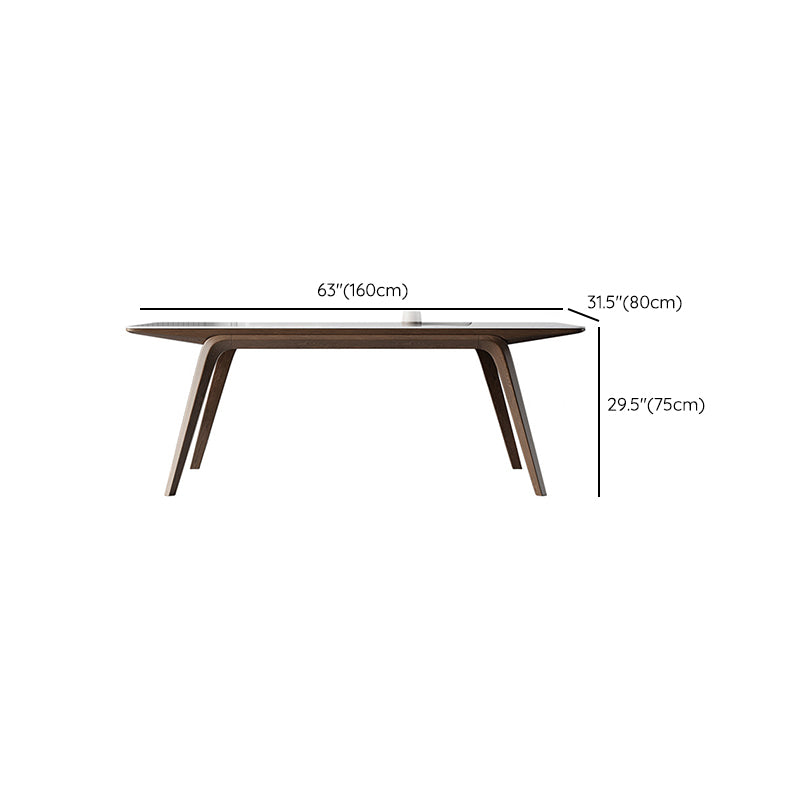 Mesa de comedor rectangular industrial Mesa de piedra sinterizada con patas de madera