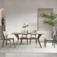 Industrial Style Rectangle Dining Table Sintered Stone Table with Wooden Legs