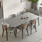 Industrial Style Rectangle Dining Table Sintered Stone Table with Wooden Legs