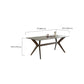 Industrial Style Rectangle Dining Table Sintered Stone Table with Wooden Legs