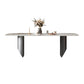 Table à manger rectangulaire de style industriel, table en pierre frittée avec pieds en métal