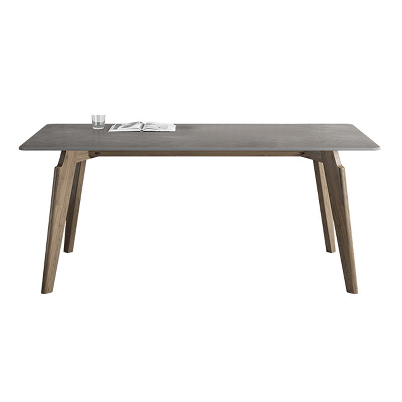 Industrial Style Rectangle Dining Table Sintered Stone Table with Wood Legs Clearhalo 'Dining Tables & Seating' 'Dining Tables' 'dining_table' 'furn' 'furn_dining_table' 'Furniture' 'Kitchen & Dining Furniture' 6751695
