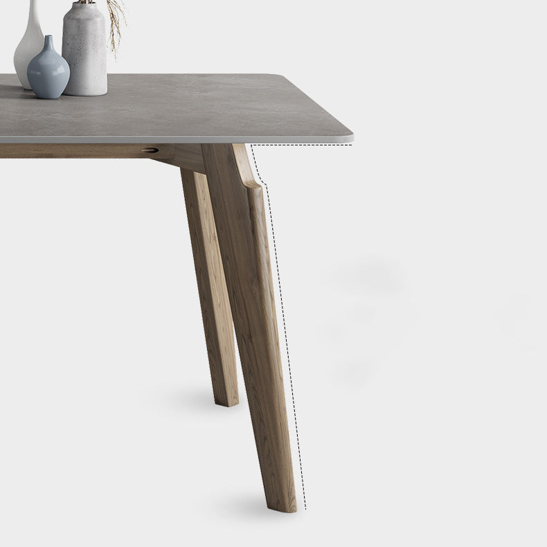 Industrial Style Rectangle Dining Table Sintered Stone Table with Wood Legs Clearhalo 'Dining Tables & Seating' 'Dining Tables' 'dining_table' 'furn' 'furn_dining_table' 'Furniture' 'Kitchen & Dining Furniture' 6751699