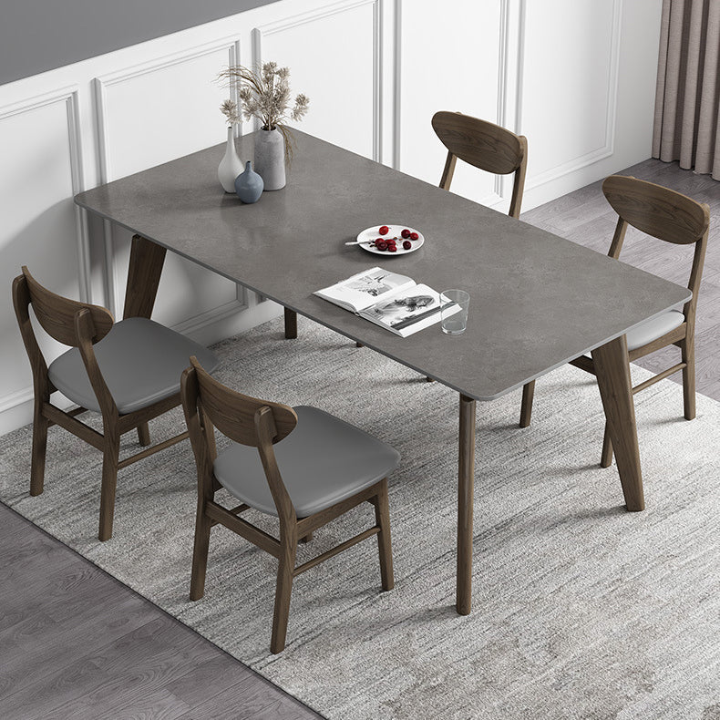 Industrial Style Rectangle Dining Table Sintered Stone Table with Wood Legs Clearhalo 'Dining Tables & Seating' 'Dining Tables' 'dining_table' 'furn' 'furn_dining_table' 'Furniture' 'Kitchen & Dining Furniture' 6751701