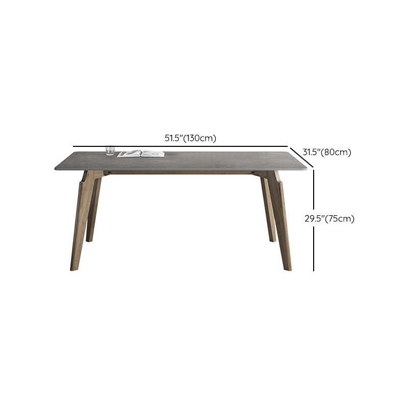 Industrial Style Rectangle Dining Table Sintered Stone Table with Wood Legs Clearhalo 'Dining Tables & Seating' 'Dining Tables' 'dining_table' 'furn' 'furn_dining_table' 'Furniture' 'Kitchen & Dining Furniture' 6751704