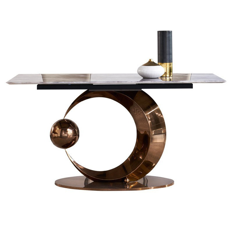 Glam Style Rectangle Dining Table Sintered Stone Table with Metal Leg for Home Clearhalo 'Dining Tables & Seating' 'Dining Tables' 'dining_table' 'furn' 'furn_dining_table' 'Furniture' 'Kitchen & Dining Furniture' 6751710