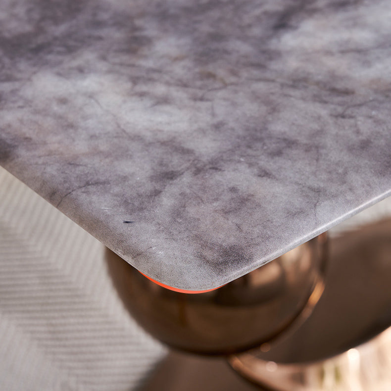 Glam Style Rectangle Dining Table Sintered Stone Table with Metal Leg for Home Clearhalo 'Dining Tables & Seating' 'Dining Tables' 'dining_table' 'furn' 'furn_dining_table' 'Furniture' 'Kitchen & Dining Furniture' 6751711