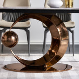 Glam Style Rectangle Dining Table Sintered Stone Table with Metal Leg for Home Clearhalo 'Dining Tables & Seating' 'Dining Tables' 'dining_table' 'furn' 'furn_dining_table' 'Furniture' 'Kitchen & Dining Furniture' 6751714