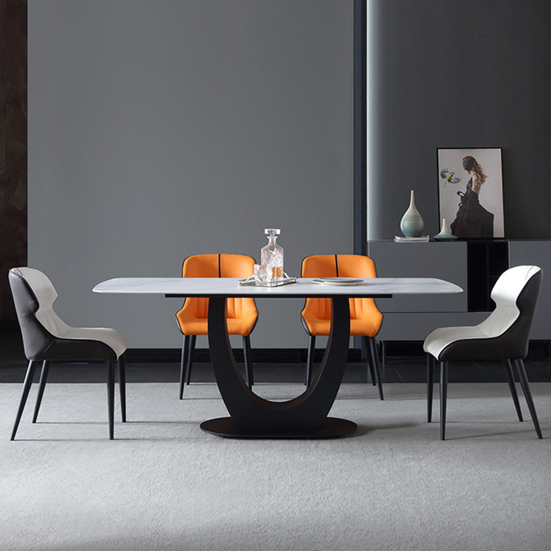 Industriële rechthoek eettafel gesinterde stenen tafel met metalen been voor thuis