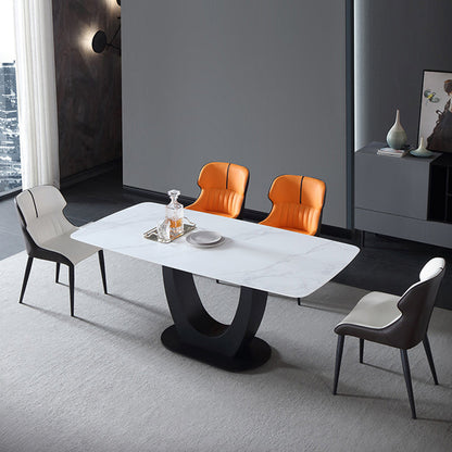 Industriële rechthoek eettafel gesinterde stenen tafel met metalen been voor thuis