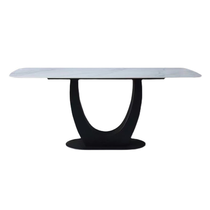 Industriële rechthoek eettafel gesinterde stenen tafel met metalen been voor thuis