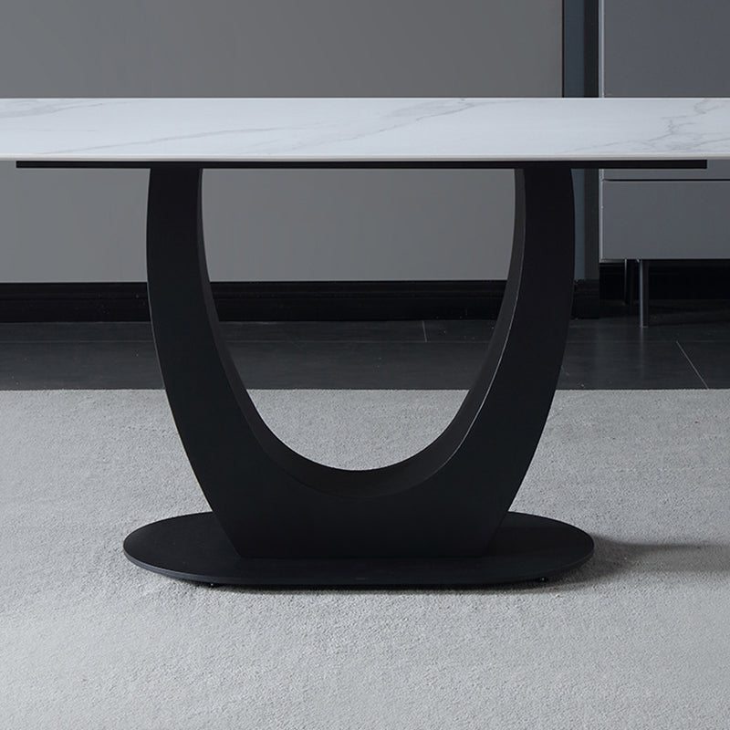 Industriële rechthoek eettafel gesinterde stenen tafel met metalen been voor thuis