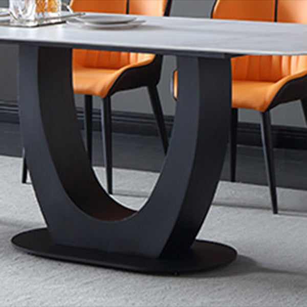 Industriële rechthoek eettafel gesinterde stenen tafel met metalen been voor thuis