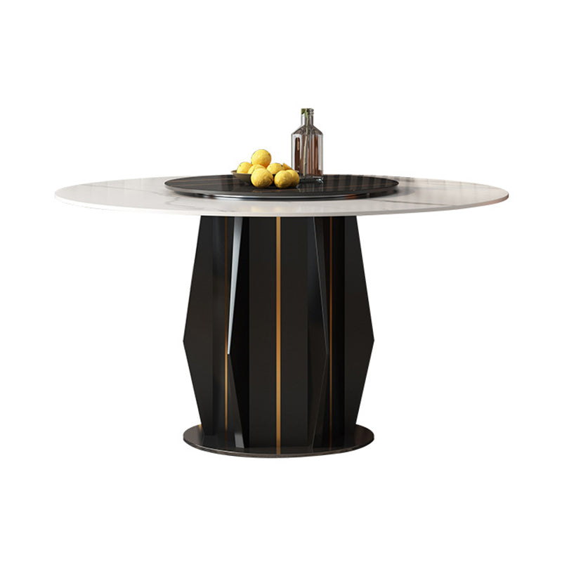 Modern Round Dining Table Sintered Stone Table with Wood Leg for Home