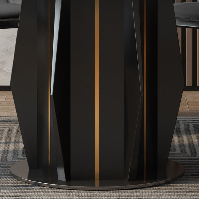 Modern Round Dining Table Sintered Stone Table with Wood Leg for Home