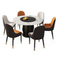 Modern Round Dining Table Sintered Stone Table with Wood Leg for Home