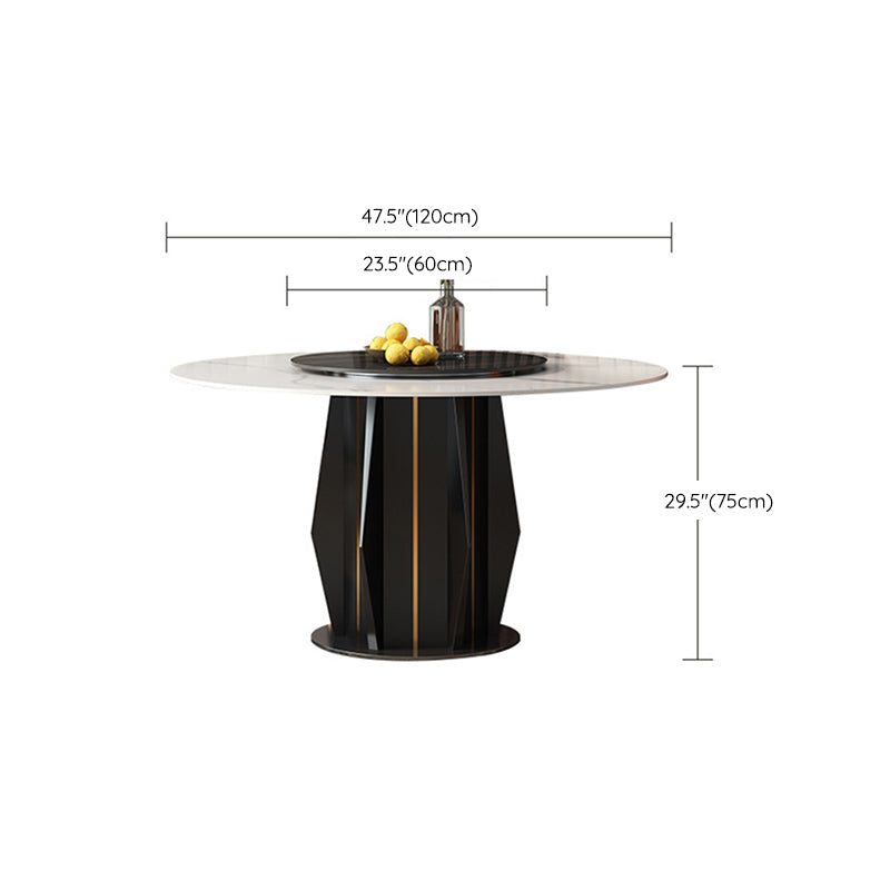 Modern Round Dining Table Sintered Stone Table with Wood Leg for Home