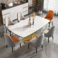 Glam Rectangle Dining Table Sintered Stone Table with Metal Leg for Home White-Gold Without Chairs Clearhalo 'Dining Tables & Seating' 'Dining Tables' 'dining_table' 'furn' 'furn_dining_table' 'Furniture' 'Kitchen & Dining Furniture' 6751744