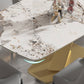 Glam Rectangle Dining Table Sintered Stone Table with Metal Leg for Home Clearhalo 'Dining Tables & Seating' 'Dining Tables' 'dining_table' 'furn' 'furn_dining_table' 'Furniture' 'Kitchen & Dining Furniture' 6751750