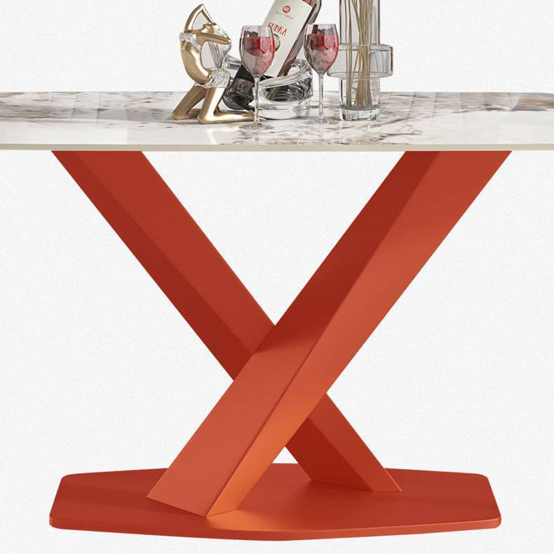 Glam Rectangle Dining Table Sintered Stone Table with Metal Leg for Home Clearhalo 'Dining Tables & Seating' 'Dining Tables' 'dining_table' 'furn' 'furn_dining_table' 'Furniture' 'Kitchen & Dining Furniture' 6751752