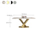 Glam Rectangle Dining Table Sintered Stone Table with Metal Leg for Home Clearhalo 'Dining Tables & Seating' 'Dining Tables' 'dining_table' 'furn' 'furn_dining_table' 'Furniture' 'Kitchen & Dining Furniture' 6751754