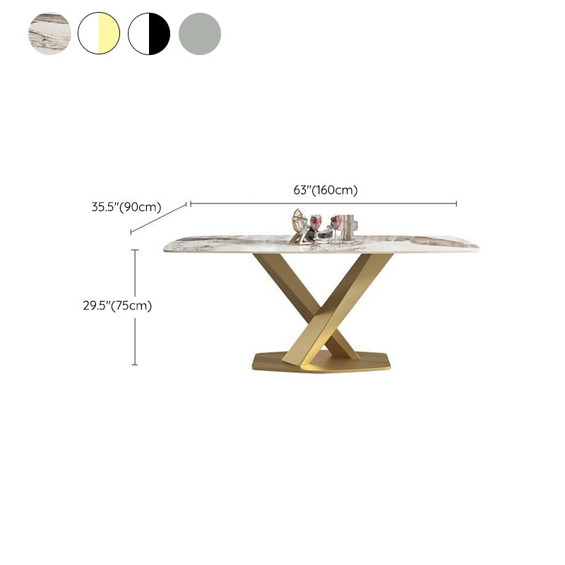 Glam Rectangle Dining Table Sintered Stone Table with Metal Leg for Home Clearhalo 'Dining Tables & Seating' 'Dining Tables' 'dining_table' 'furn' 'furn_dining_table' 'Furniture' 'Kitchen & Dining Furniture' 6751755