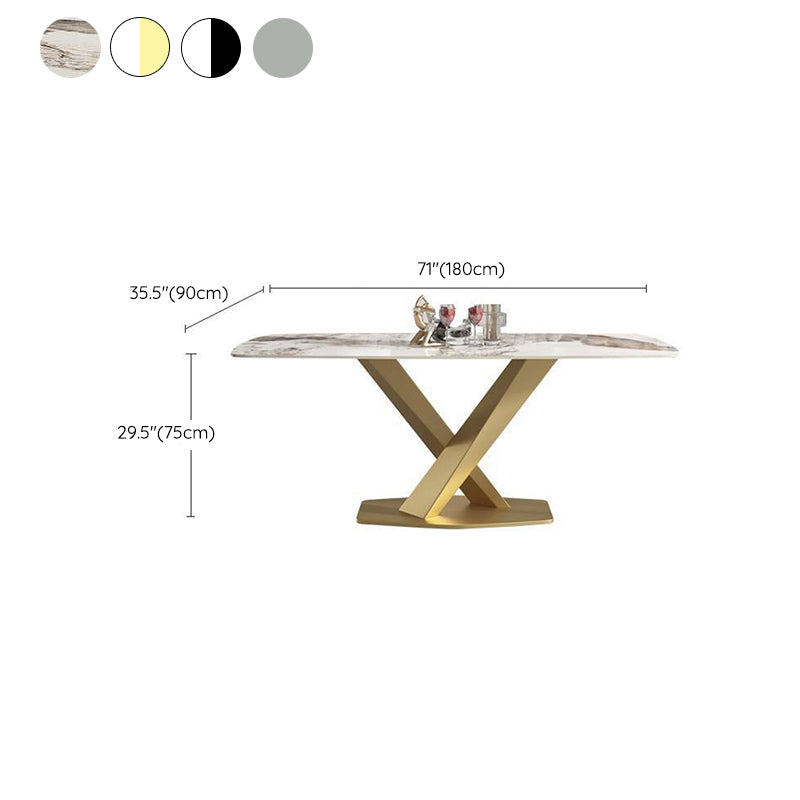 Glam Rectangle Dining Table Sintered Stone Table with Metal Leg for Home Clearhalo 'Dining Tables & Seating' 'Dining Tables' 'dining_table' 'furn' 'furn_dining_table' 'Furniture' 'Kitchen & Dining Furniture' 6751756