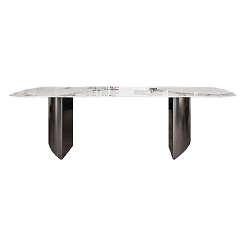 Industrial Style Rectangle Dining Table Sintered Stone Table with Metal Legs for Home White Without Chairs Clearhalo 'Dining Tables & Seating' 'Dining Tables' 'dining_table' 'furn' 'furn_dining_table' 'Furniture' 'Kitchen & Dining Furniture' 6751761