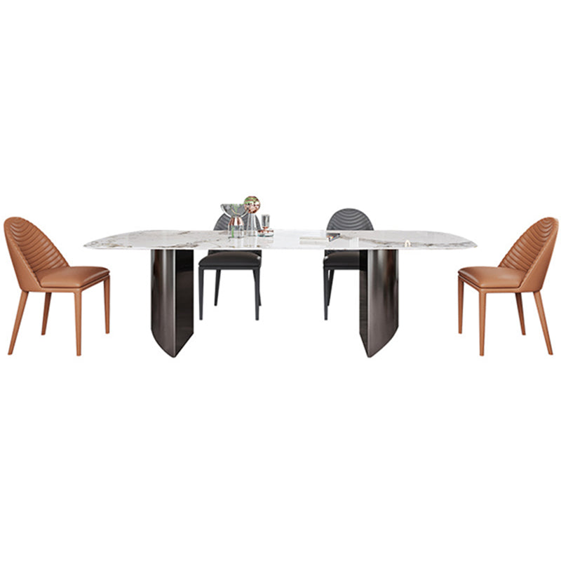 Industrial Style Rectangle Dining Table Sintered Stone Table with Metal Legs for Home Clearhalo 'Dining Tables & Seating' 'Dining Tables' 'dining_table' 'furn' 'furn_dining_table' 'Furniture' 'Kitchen & Dining Furniture' 6751763