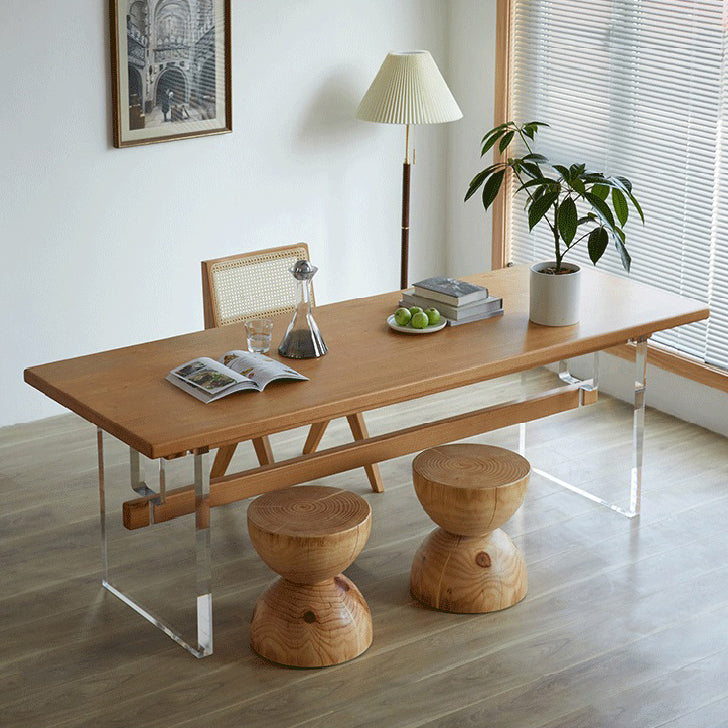 Modern Style Rectangle Dining Table Wood Table with Plastic Legs for Home 78.7"L x 35.4"W x 29.5"H Without Chairs Clearhalo 'Dining Tables & Seating' 'Dining Tables' 'dining_table' 'furn' 'furn_dining_table' 'Furniture' 'Kitchen & Dining Furniture' 6751783