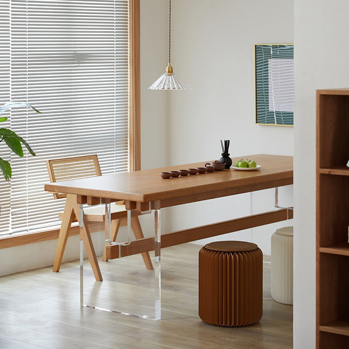 Modern Style Rectangle Dining Table Wood Table with Plastic Legs for Home Clearhalo 'Dining Tables & Seating' 'Dining Tables' 'dining_table' 'furn' 'furn_dining_table' 'Furniture' 'Kitchen & Dining Furniture' 6751785