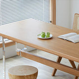 Modern Style Rectangle Dining Table Wood Table with Plastic Legs for Home Clearhalo 'Dining Tables & Seating' 'Dining Tables' 'dining_table' 'furn' 'furn_dining_table' 'Furniture' 'Kitchen & Dining Furniture' 6751788