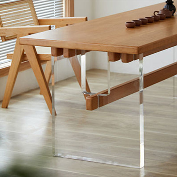 Modern Style Rectangle Dining Table Wood Table with Plastic Legs for Home Clearhalo 'Dining Tables & Seating' 'Dining Tables' 'dining_table' 'furn' 'furn_dining_table' 'Furniture' 'Kitchen & Dining Furniture' 6751789