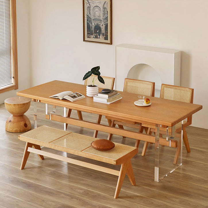 Modern Style Rectangle Dining Table Wood Table with Plastic Legs for Home Clearhalo 'Dining Tables & Seating' 'Dining Tables' 'dining_table' 'furn' 'furn_dining_table' 'Furniture' 'Kitchen & Dining Furniture' 6751792
