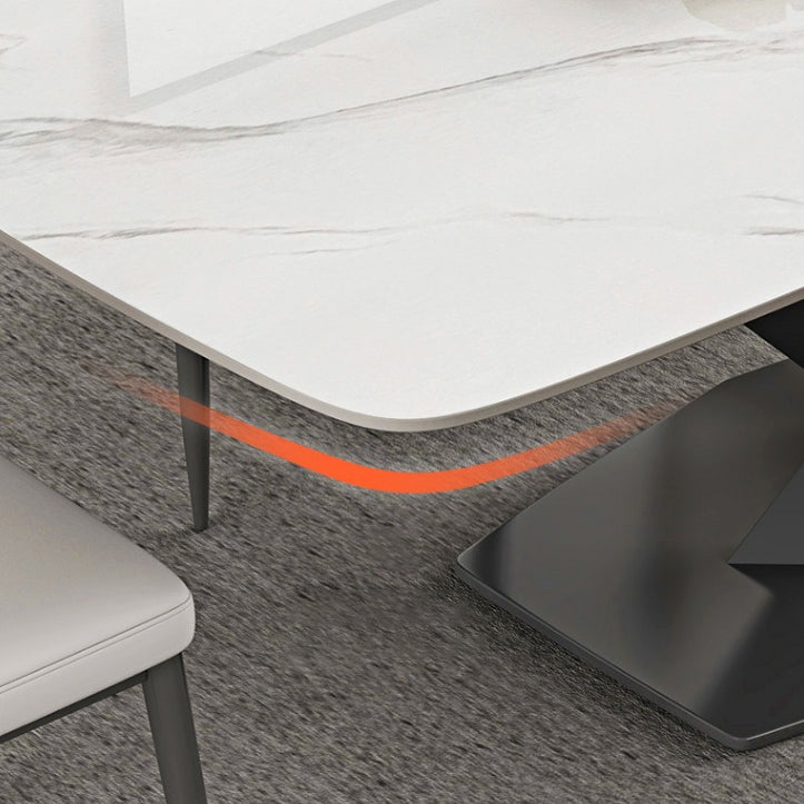 Industrial Style Rectangle Table Sintered Stone Dining Table with Metal Legs for Home Clearhalo 'Dining Tables & Seating' 'Dining Tables' 'dining_table' 'furn' 'furn_dining_table' 'Furniture' 'Kitchen & Dining Furniture' 6751805