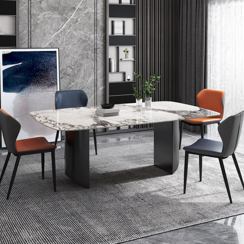 Industrial Style Rectangle Table Sintered Stone Dining Table with Metal Legs